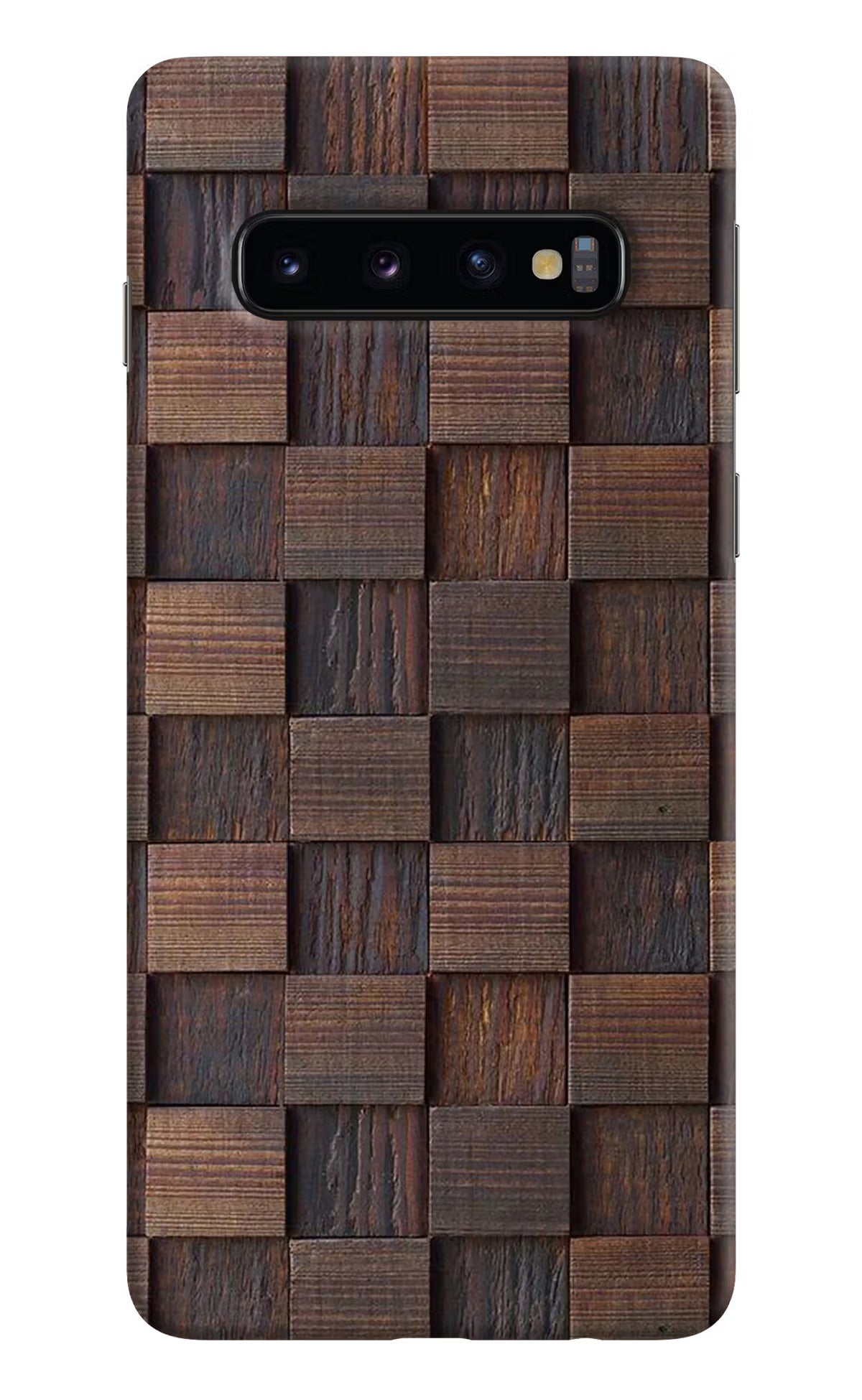 Wooden Cube Design Samsung S10 Hard Case Back Cover by Casekaro