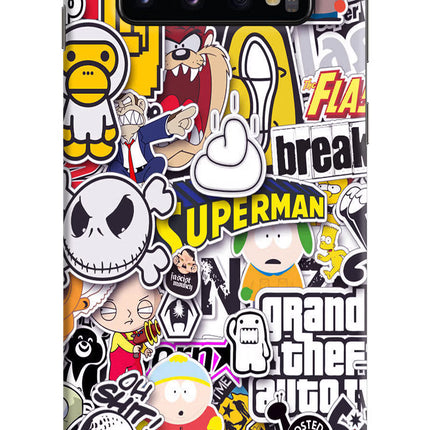 Sticker Bomb Samsung S10 Hard Case Back Cover by Casekaro