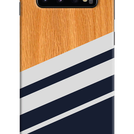 Blue and white wooden Samsung S10 Hard Case Back Cover by Casekaro