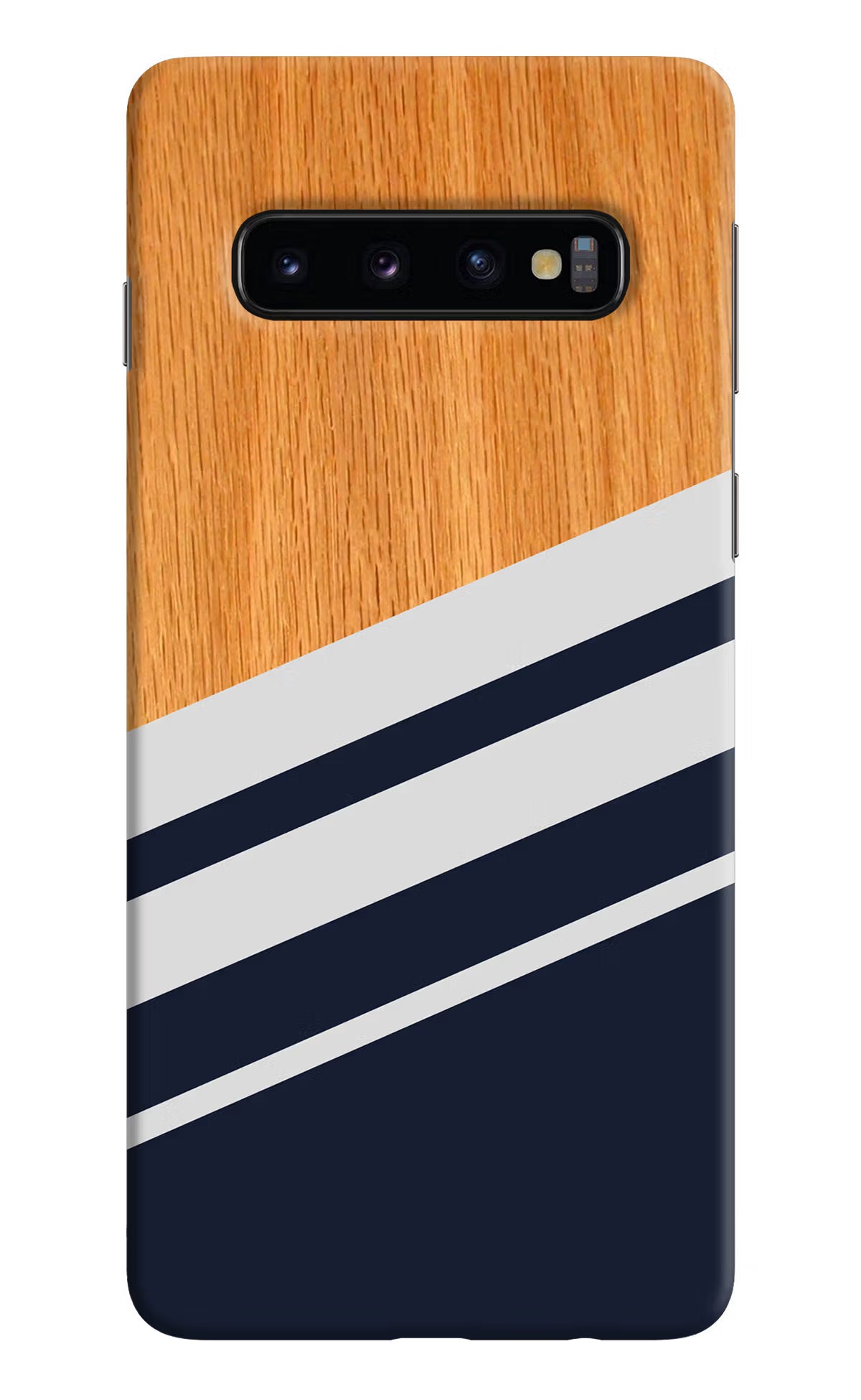 Blue and white wooden Samsung S10 Hard Case Back Cover by Casekaro