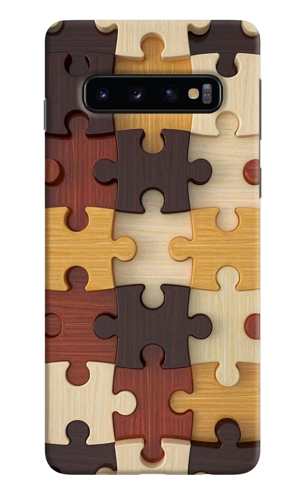 Wooden Puzzle Samsung S10 Hard Case Back Cover by Casekaro