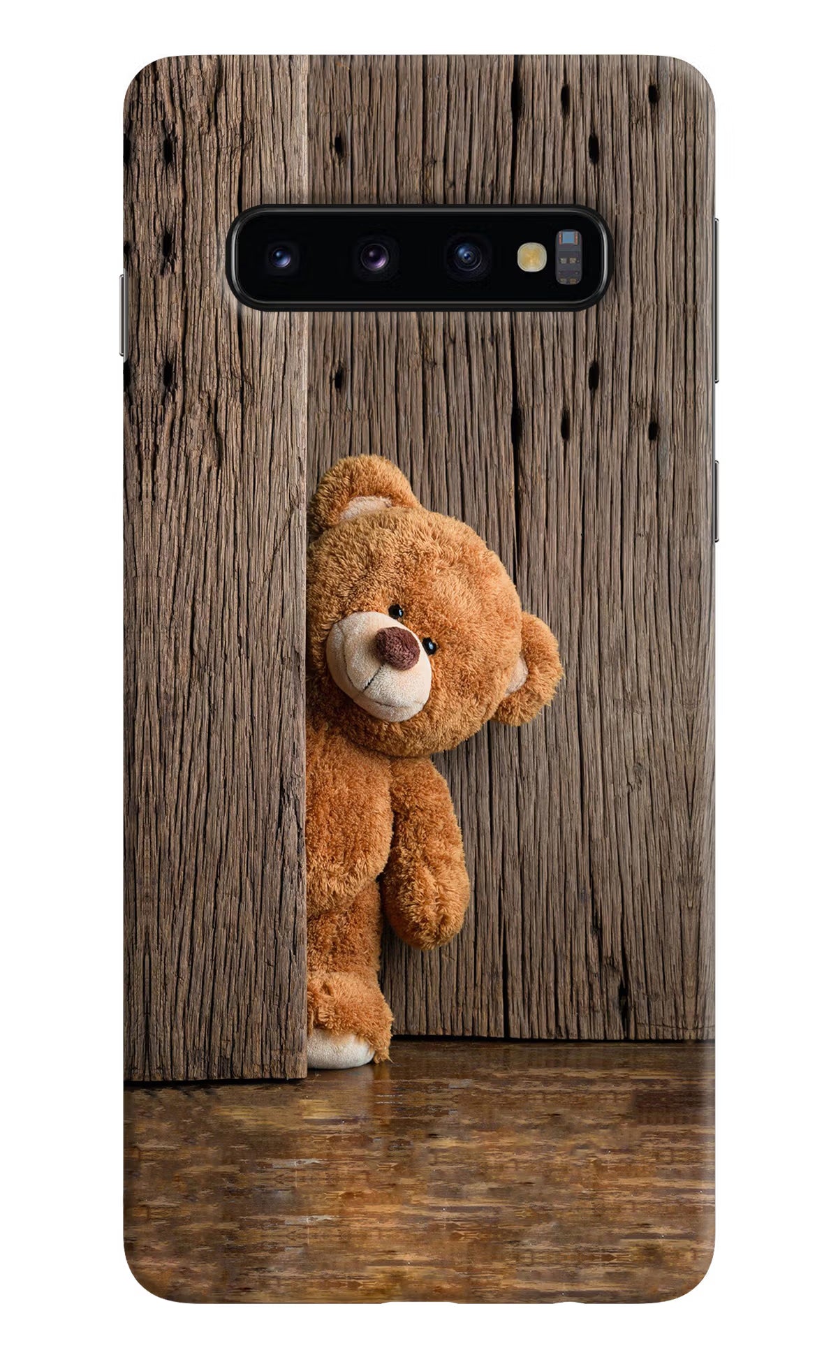 Teddy Wooden Samsung S10 Hard Case Back Cover by Casekaro