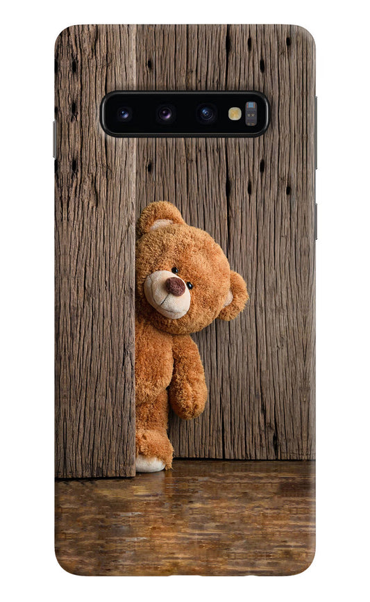 Teddy Wooden Samsung S10 Hard Case Back Cover by Casekaro