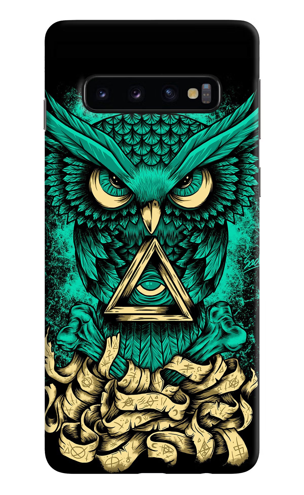 Green Owl Samsung S10 Hard Case Back Cover by Casekaro
