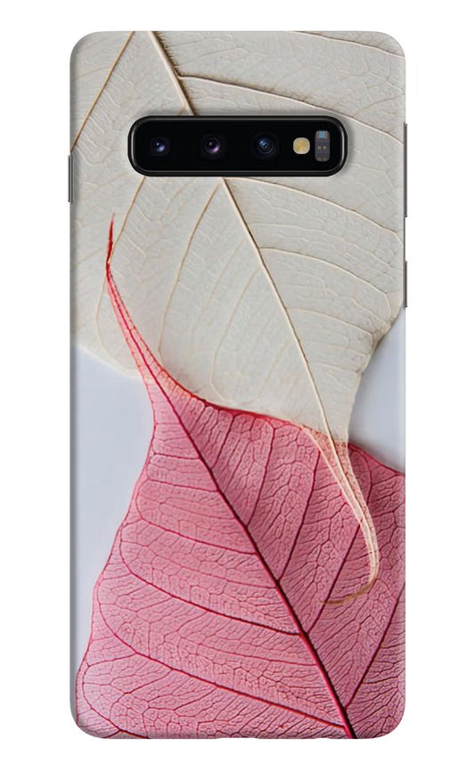 White Pink Leaf Samsung S10 Hard Case Back Cover by Casekaro