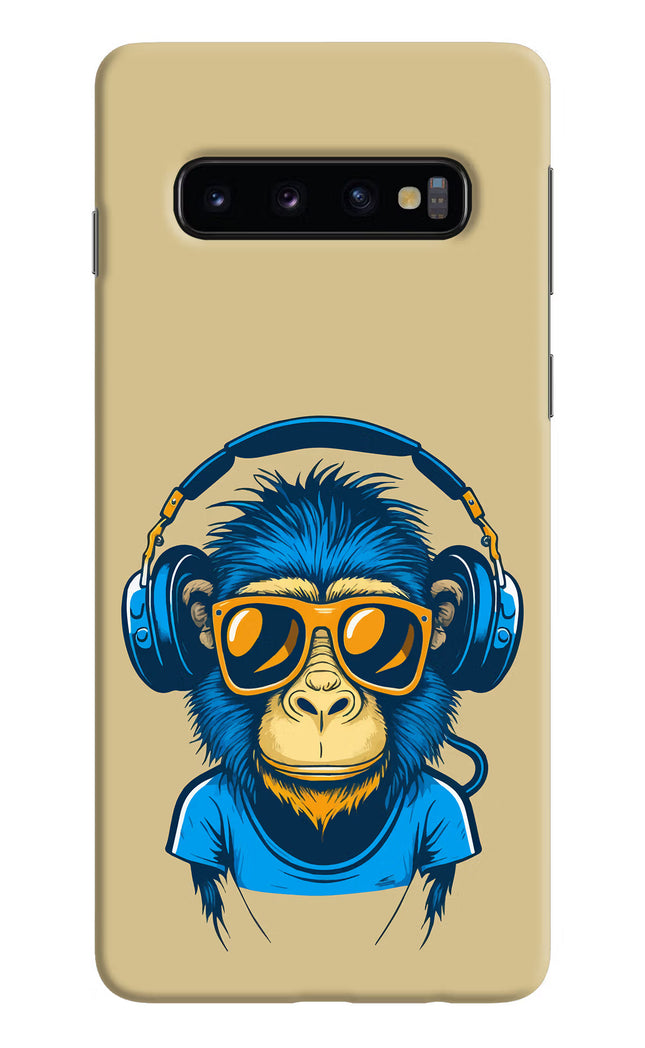 Monkey Headphone Samsung S10 Hard Case Back Cover by Casekaro