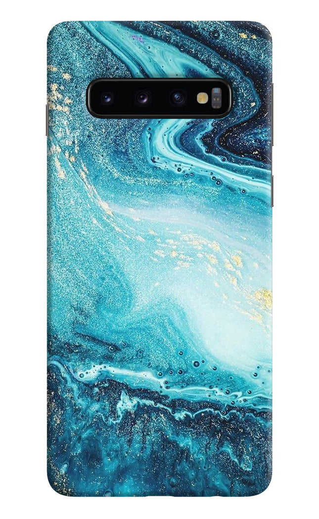 Blue Glitter Marble Samsung S10 Hard Case Back Cover by Casekaro