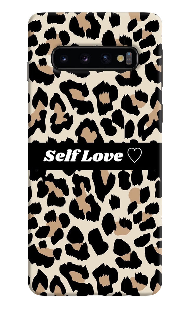 Leopard Print Self Love Samsung S10 Hard Case Back Cover by Casekaro