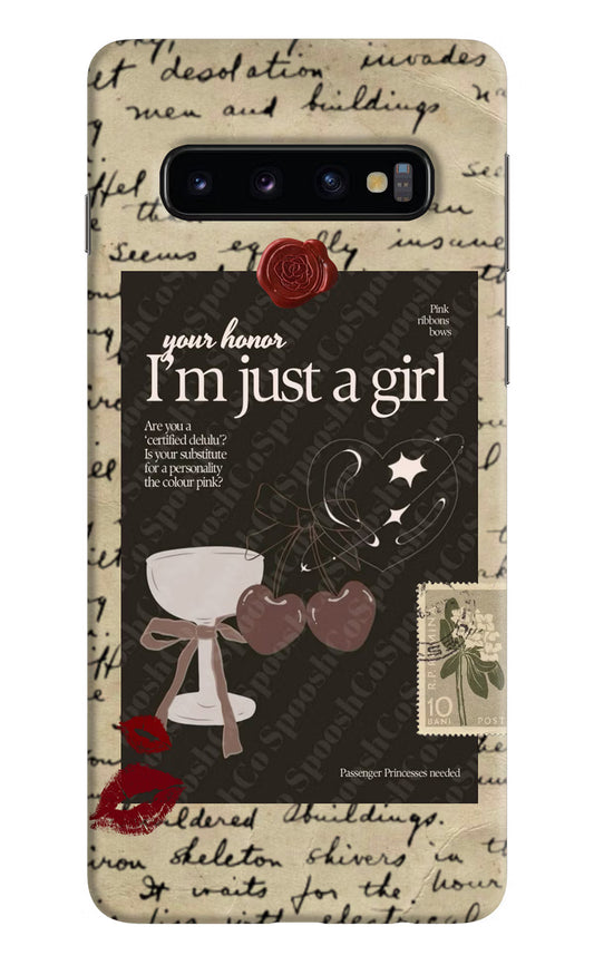 I am just a girl Samsung S10 Hard Case Back Cover by Casekaro