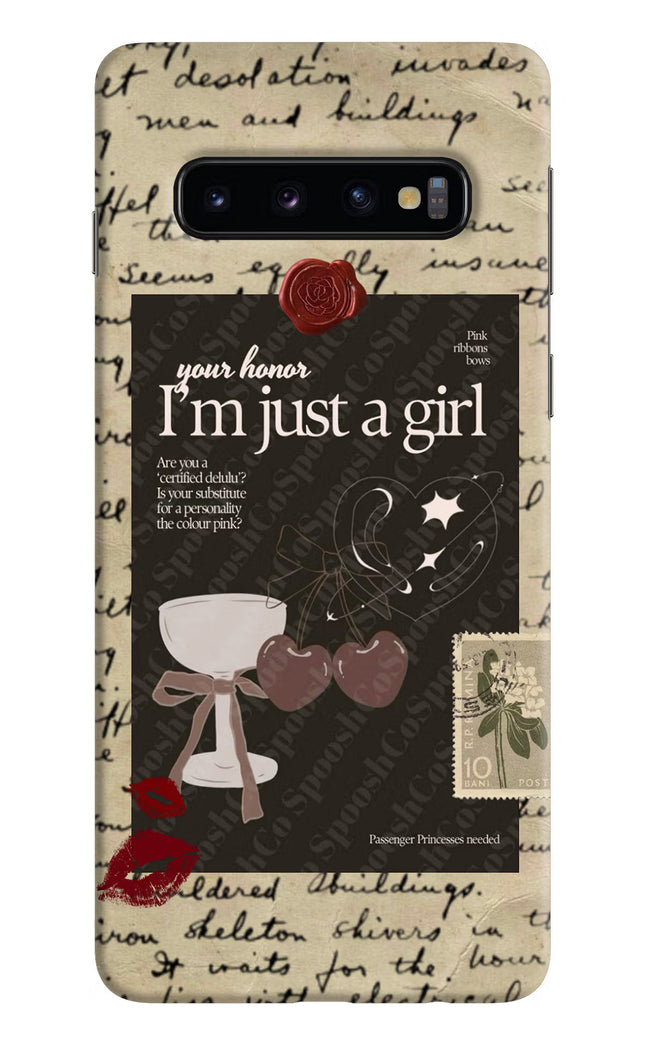 I am just a girl Samsung S10 Hard Case Back Cover by Casekaro