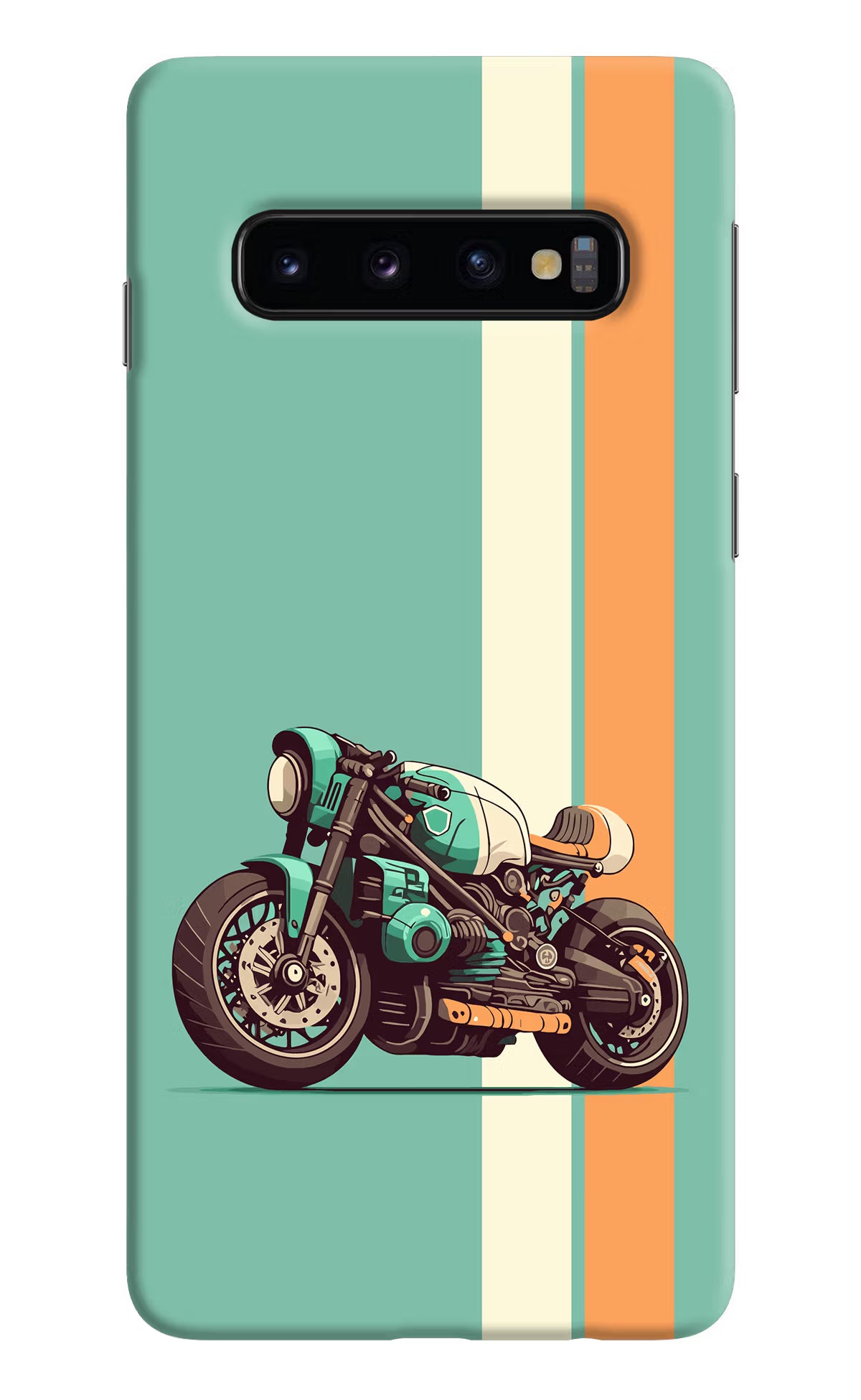 Striped Moto Drift Samsung S10 Hard Case Back Cover by Casekaro