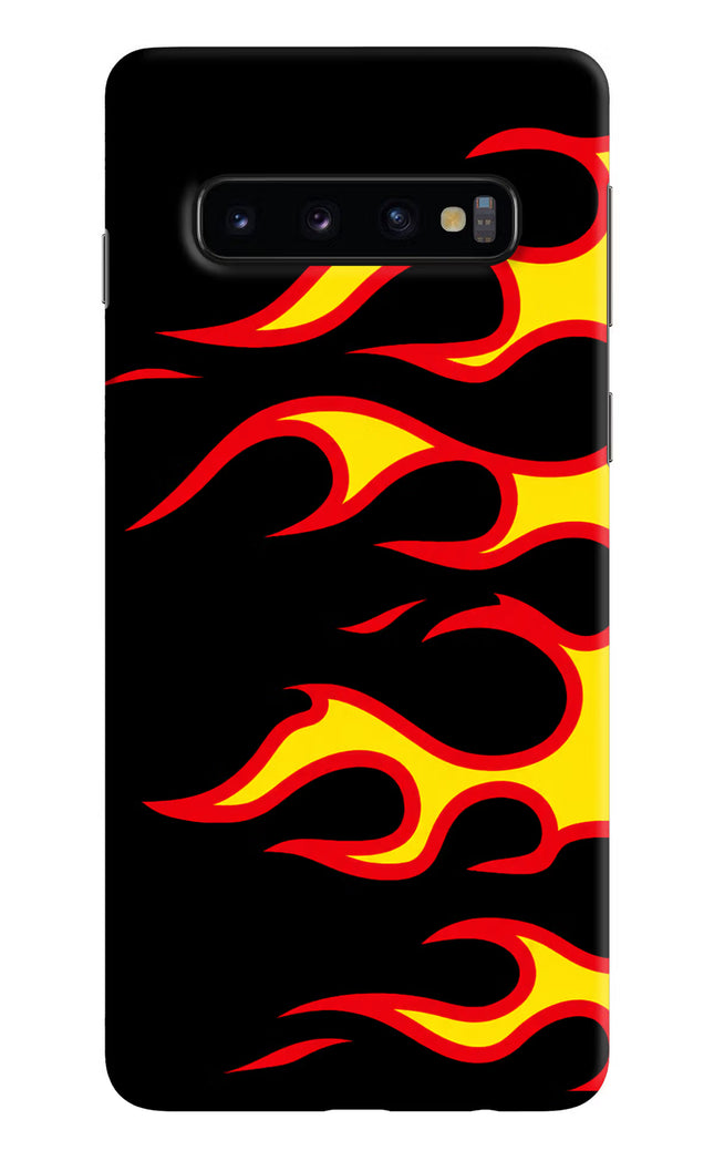 Side Sweep Flames Samsung S10 Hard Case Back Cover by Casekaro