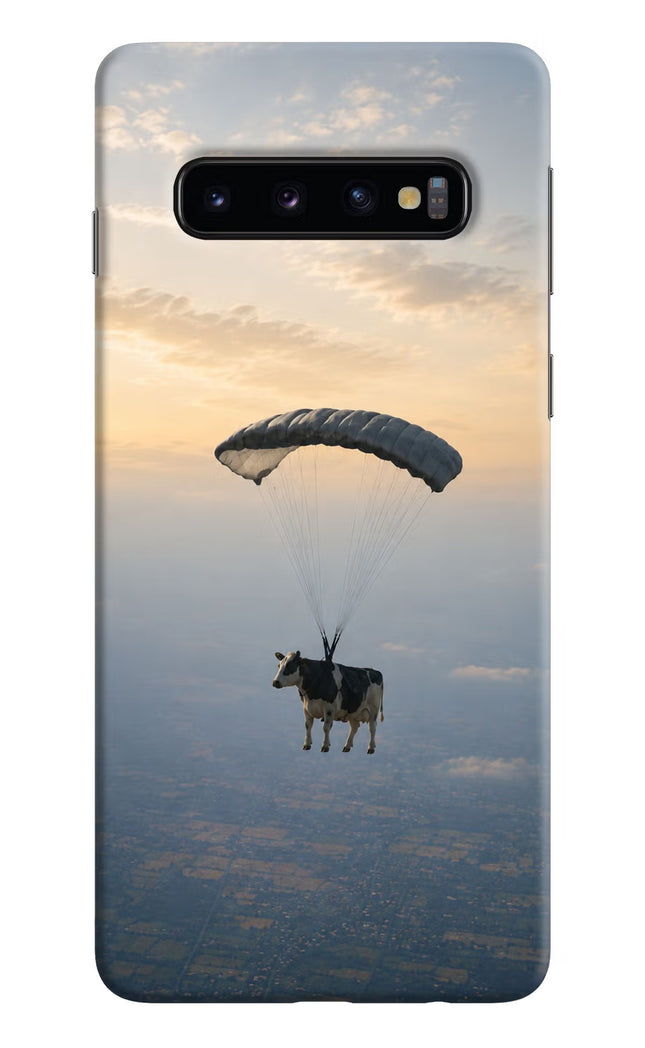 Skydiving Cow Samsung S10 Hard Case Back Cover by Casekaro