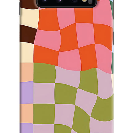 Wavy Grid Samsung S10 Hard Case Back Cover by Casekaro