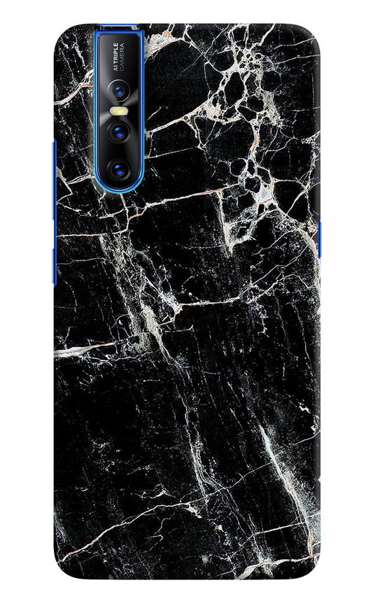 Black Marble Texture Vivo V15 Pro Hard Case Back Cover by Casekaro