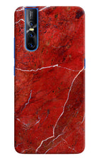 Red Marble Design Vivo V15 Pro Hard Case Back Cover by Casekaro