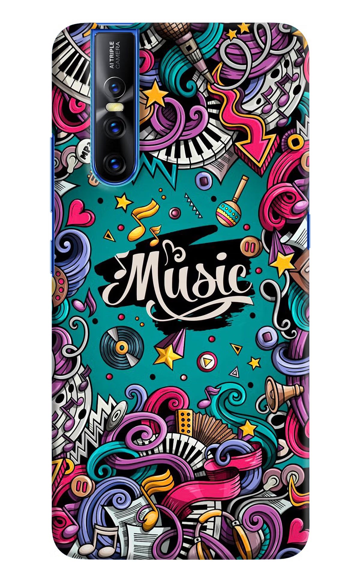Music Graffiti Vivo V15 Pro Hard Case Back Cover by Casekaro
