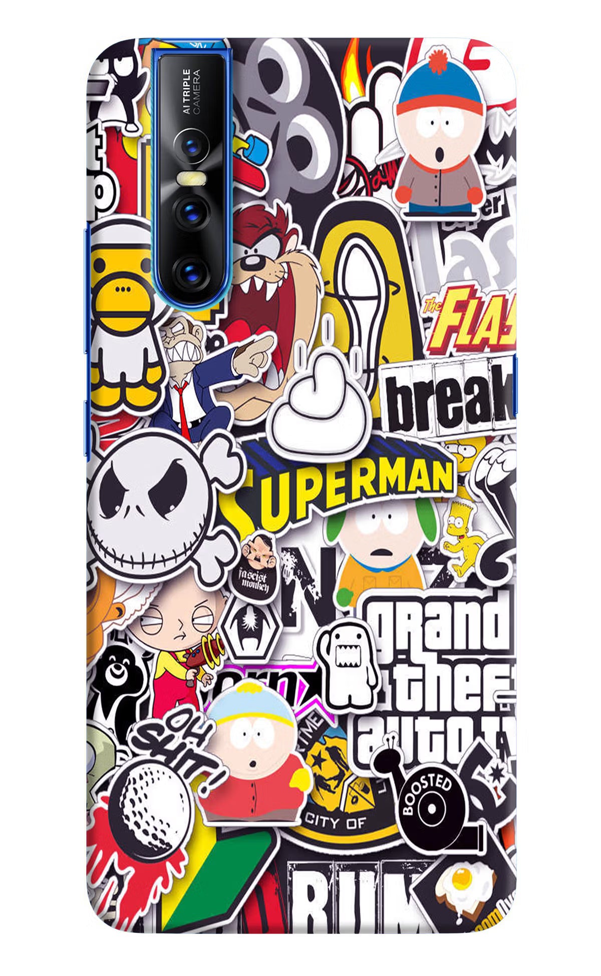 Sticker Bomb Vivo V15 Pro Hard Case Back Cover by Casekaro