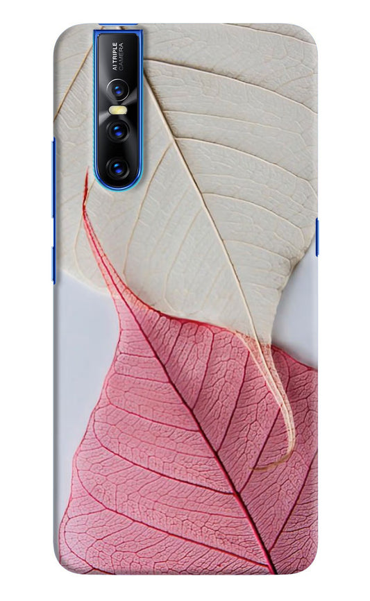 White Pink Leaf Vivo V15 Pro Hard Case Back Cover by Casekaro