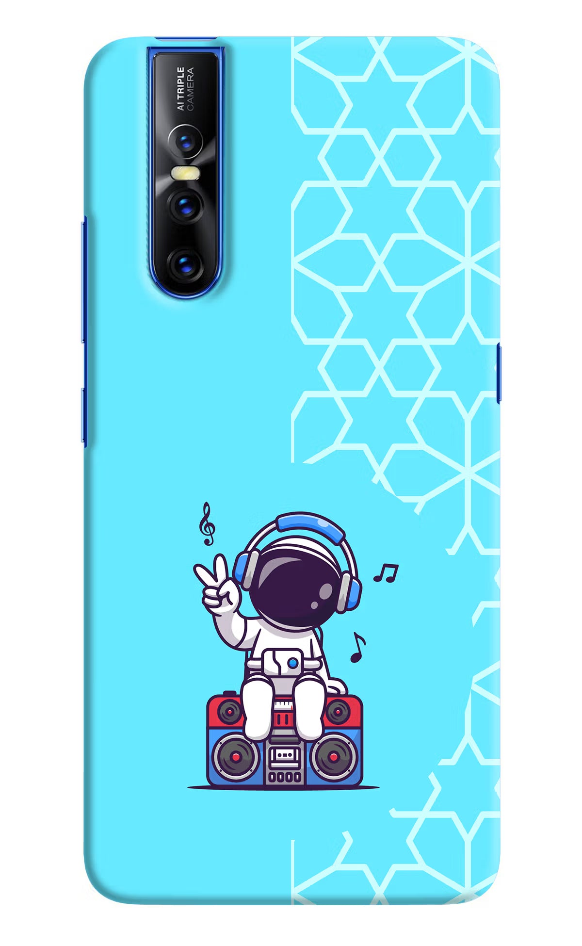 Cute Astronaut Chilling Vivo V15 Pro Hard Case Back Cover by Casekaro