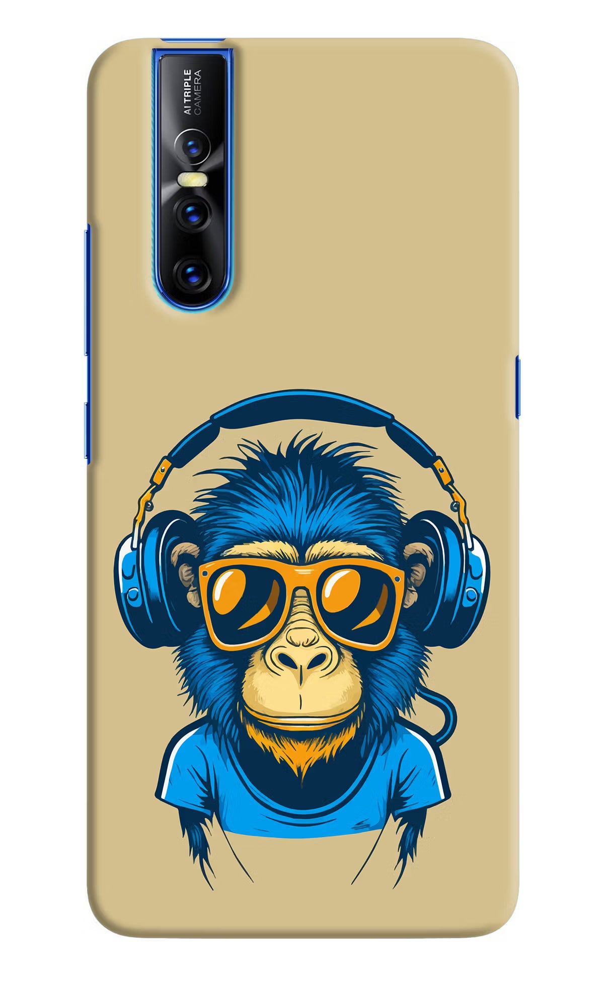 Monkey Headphone Vivo V15 Pro Hard Case Back Cover by Casekaro