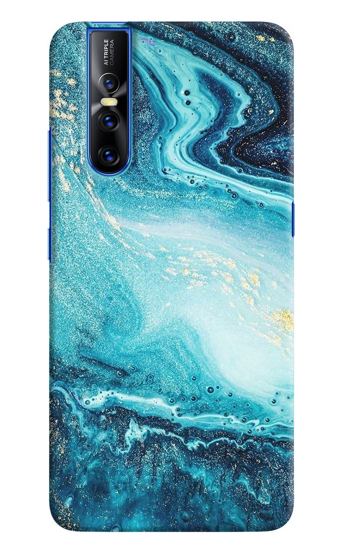 Blue Glitter Marble Vivo V15 Pro Hard Case Back Cover by Casekaro
