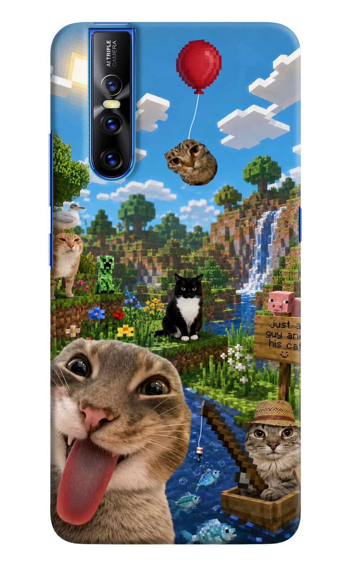 Minecraft Cat Chaos Vivo V15 Pro Back Cover
