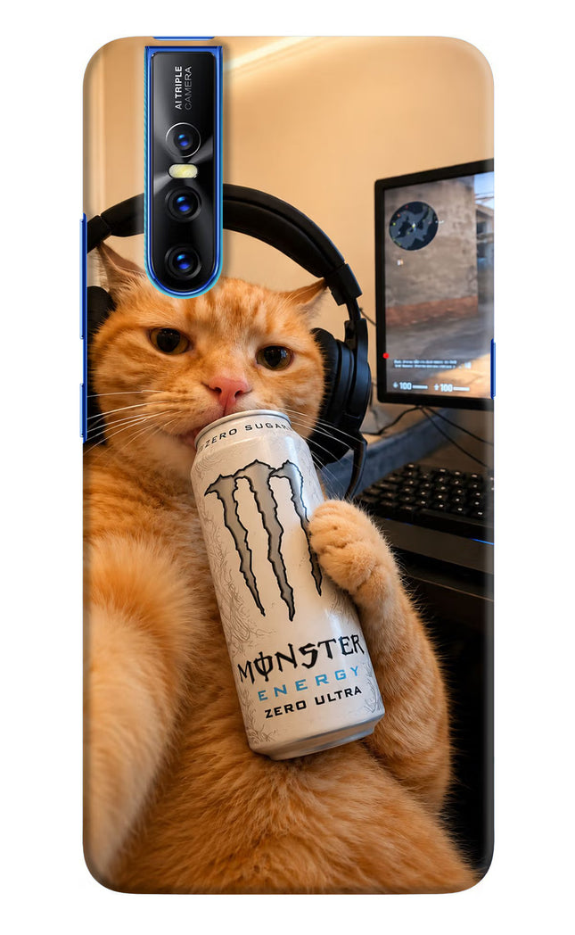 Gamer Cat Energy Vivo V15 Pro Hard Case Back Cover by Casekaro