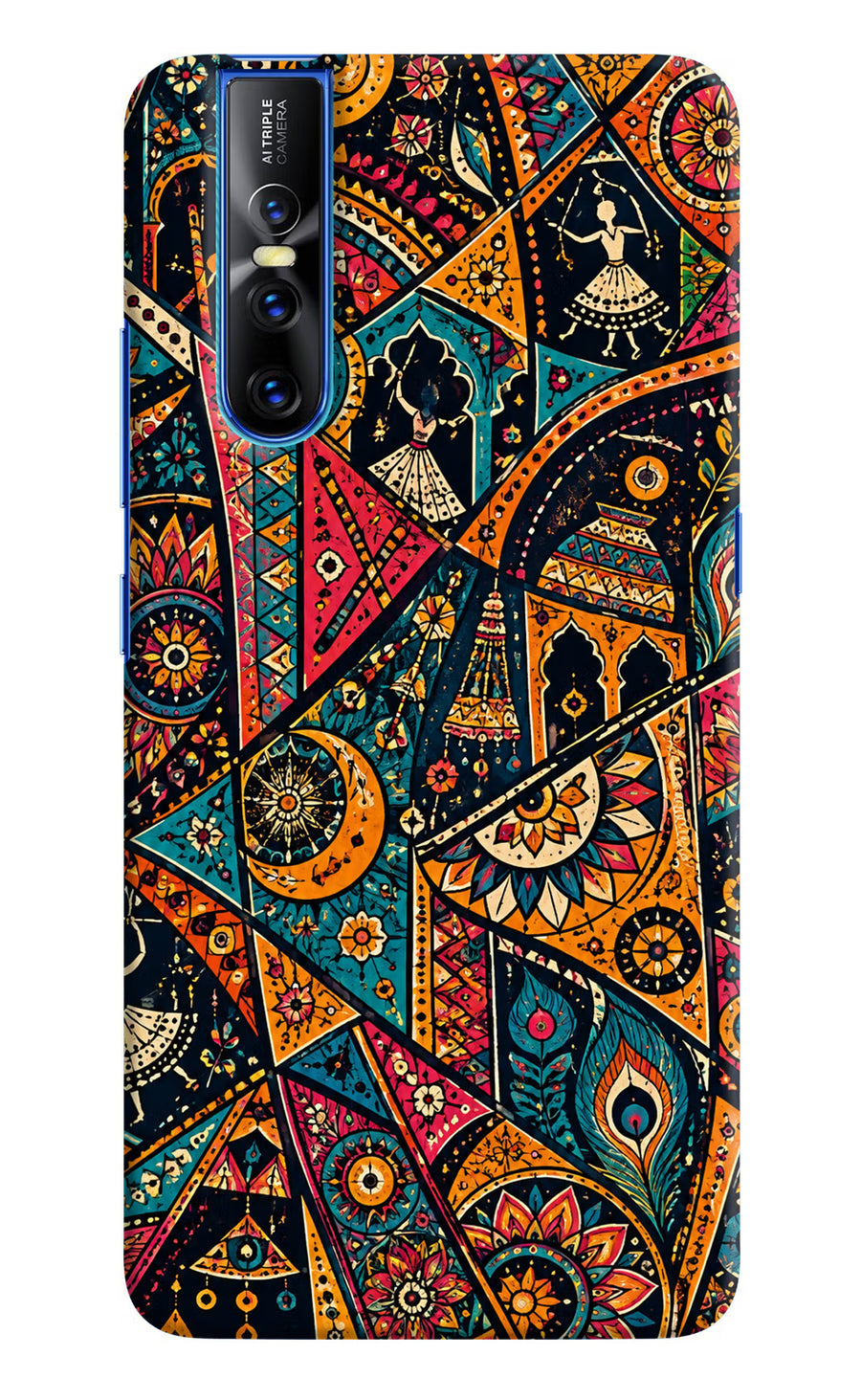 Folk Print Vivo V15 Pro Back Cover, Hard case