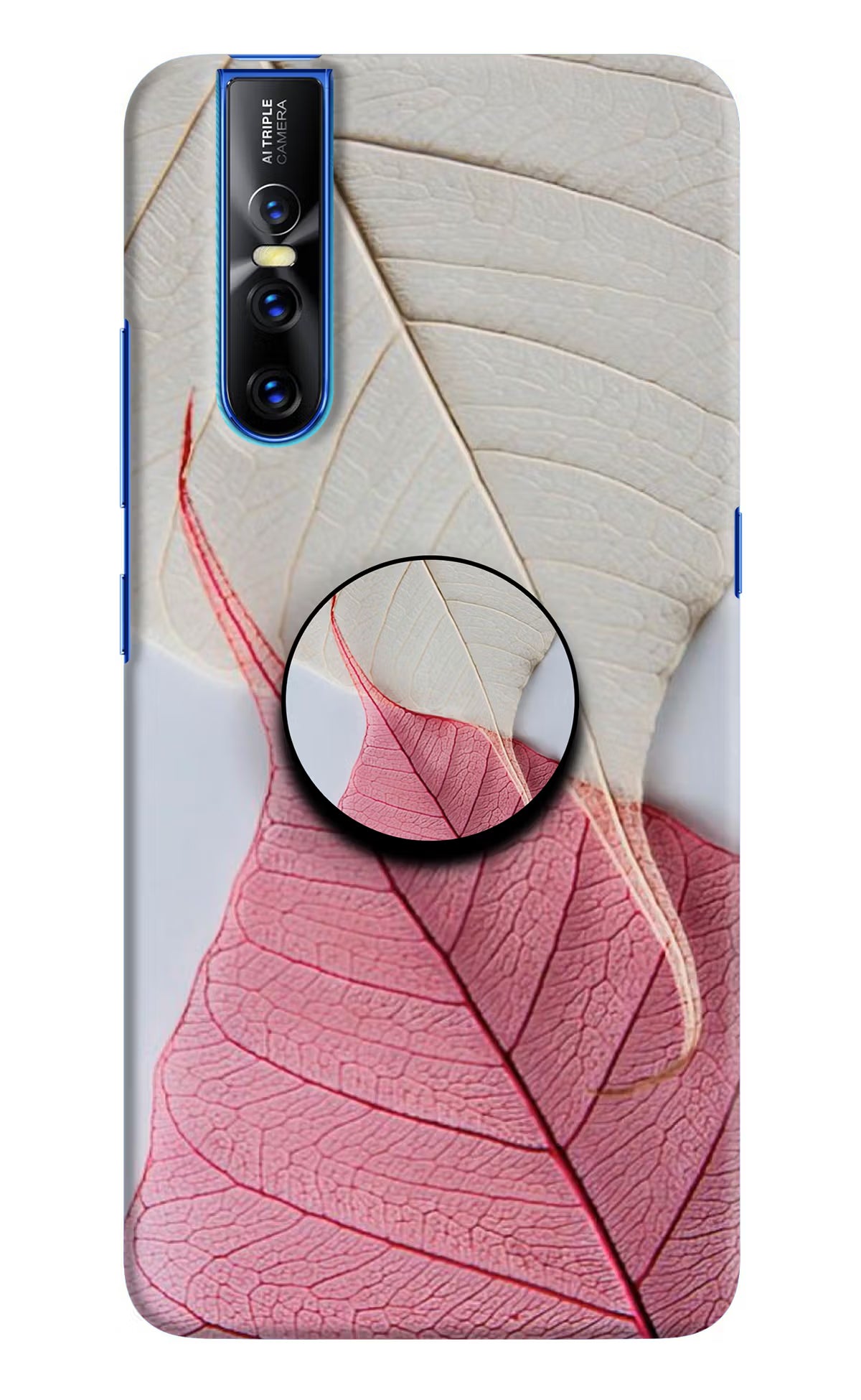 White Pink Leaf Vivo V15 Pro Pop Case by Casekaro