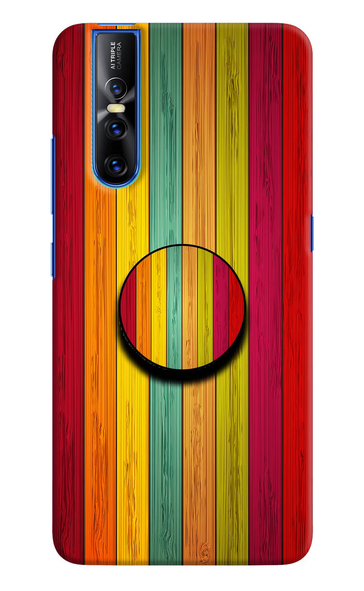 Multicolor Wooden Vivo V15 Pro Pop Case by Casekaro