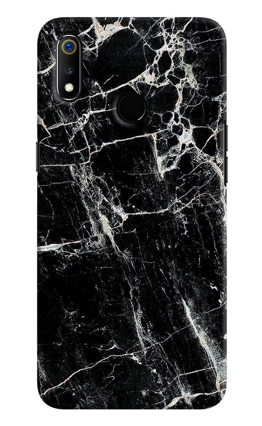 Black Marble Texture Realme 3 Hard Case Back Cover by Casekaro