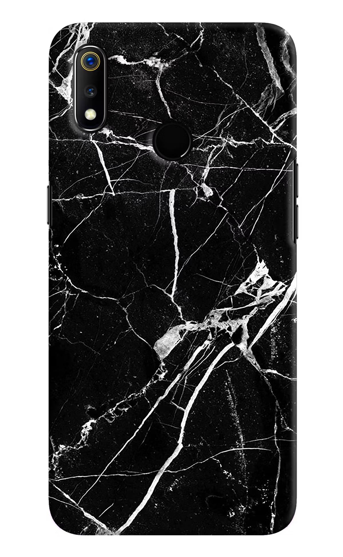 Black Marble Pattern Realme 3 Hard Case Back Cover by Casekaro
