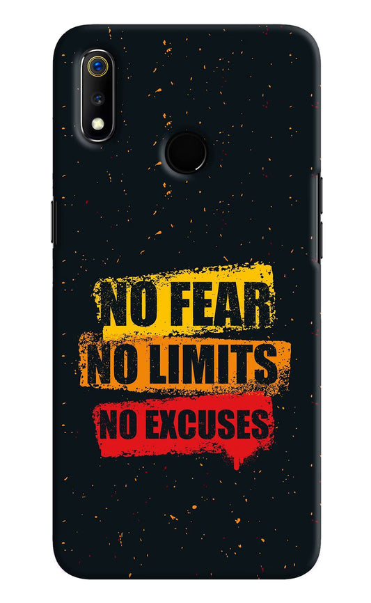 No Fear No Limits No Excuse Realme 3 Hard Case Back Cover by Casekaro