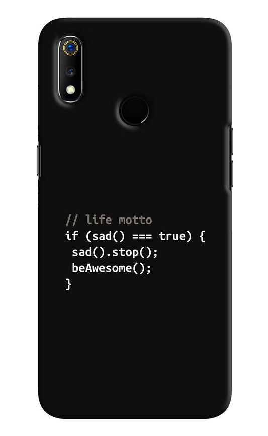 Life Motto Code Realme 3 Hard Case Back Cover by Casekaro