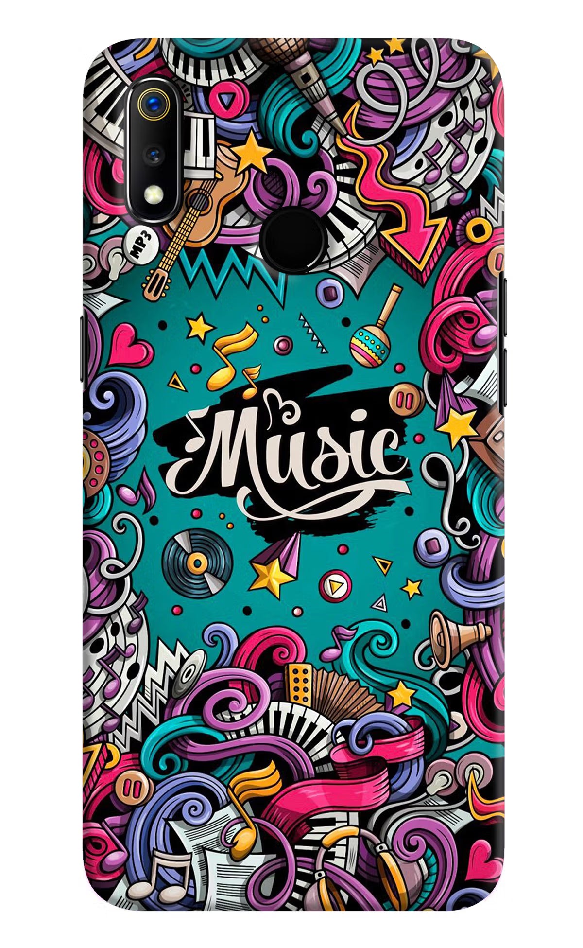 Music Graffiti Realme 3 Hard Case Back Cover by Casekaro