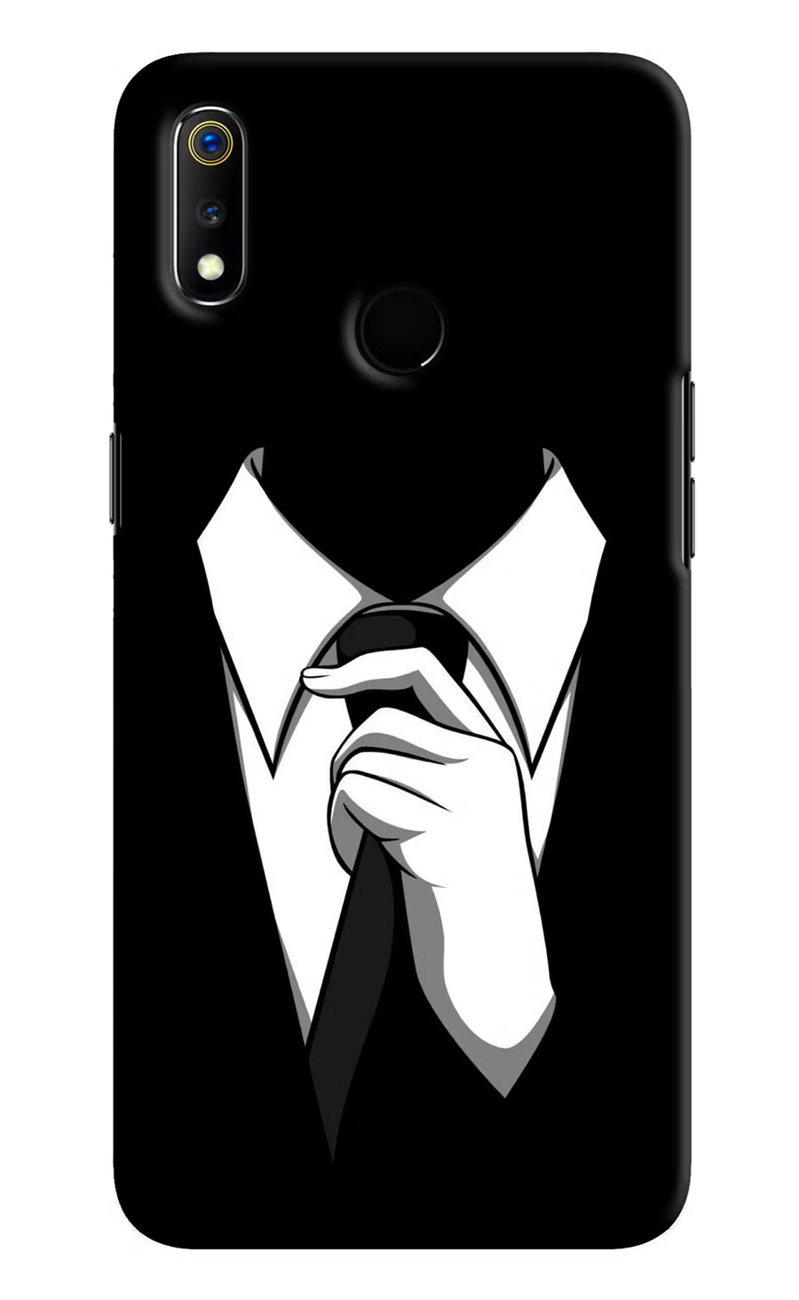 Black Tie Realme 3 Back Cover, Hard case