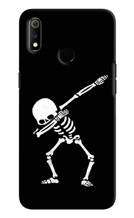 Dabbing Skeleton Art Realme 3 Hard Case Back Cover by Casekaro