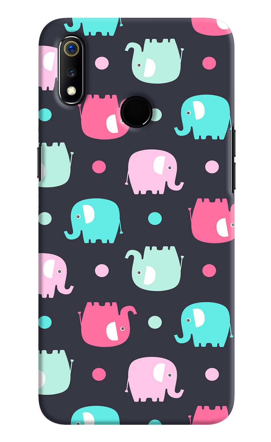 Elephants Realme 3 Back Cover, Hard case