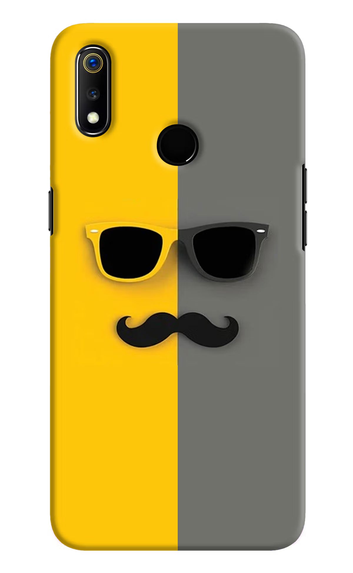 Sunglasses with Mustache Realme 3 Hard Case Back Cover by Casekaro
