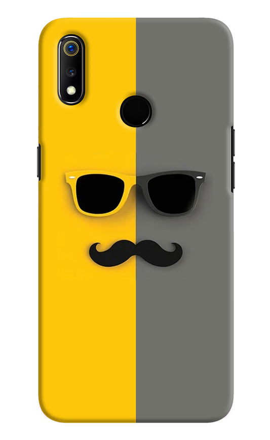 Sunglasses with Mustache Realme 3 Hard Case Back Cover by Casekaro