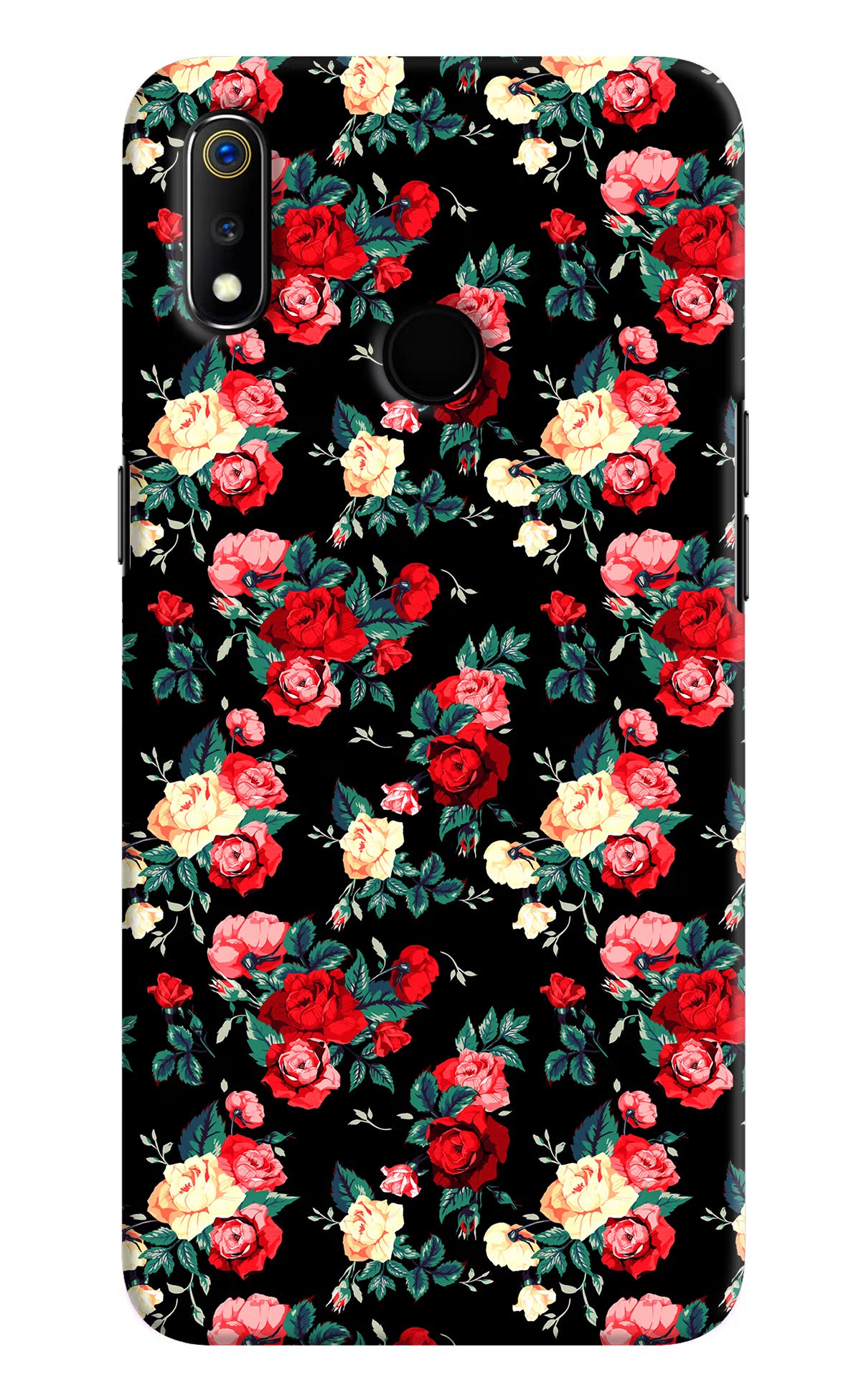 Rose Pattern Realme 3 Hard Case Back Cover by Casekaro