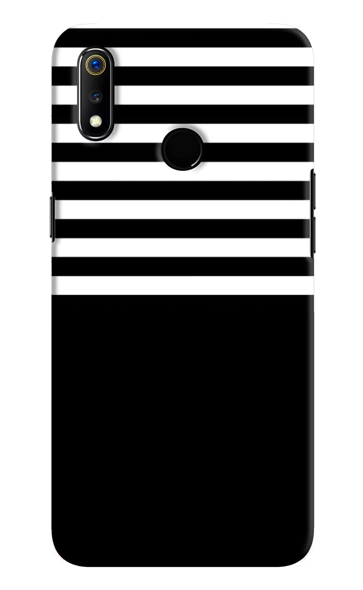 Black and White Print Realme 3 Hard Case Back Cover by Casekaro