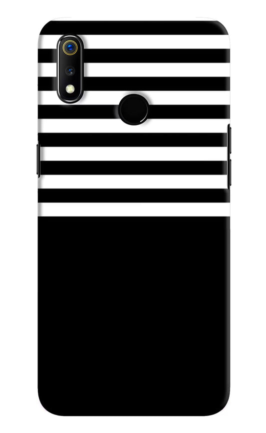 Black and White Print Realme 3 Hard Case Back Cover by Casekaro