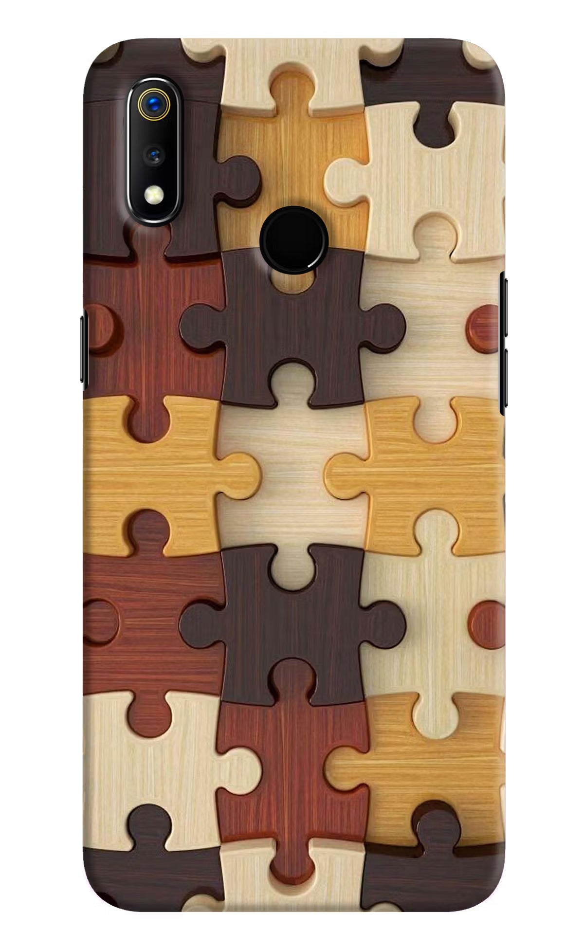 Wooden Puzzle Realme 3 Hard Case Back Cover by Casekaro