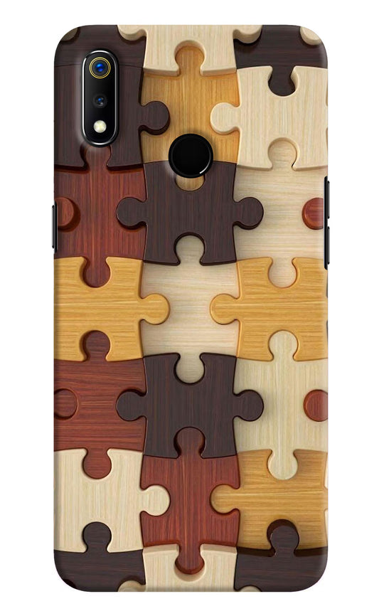 Wooden Puzzle Realme 3 Hard Case Back Cover by Casekaro