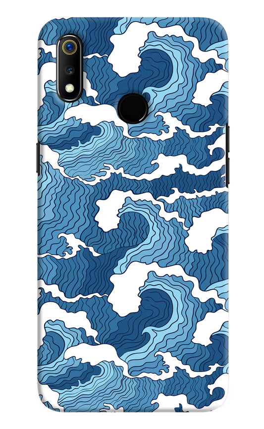 Blue Waves Realme 3 Hard Case Back Cover by Casekaro