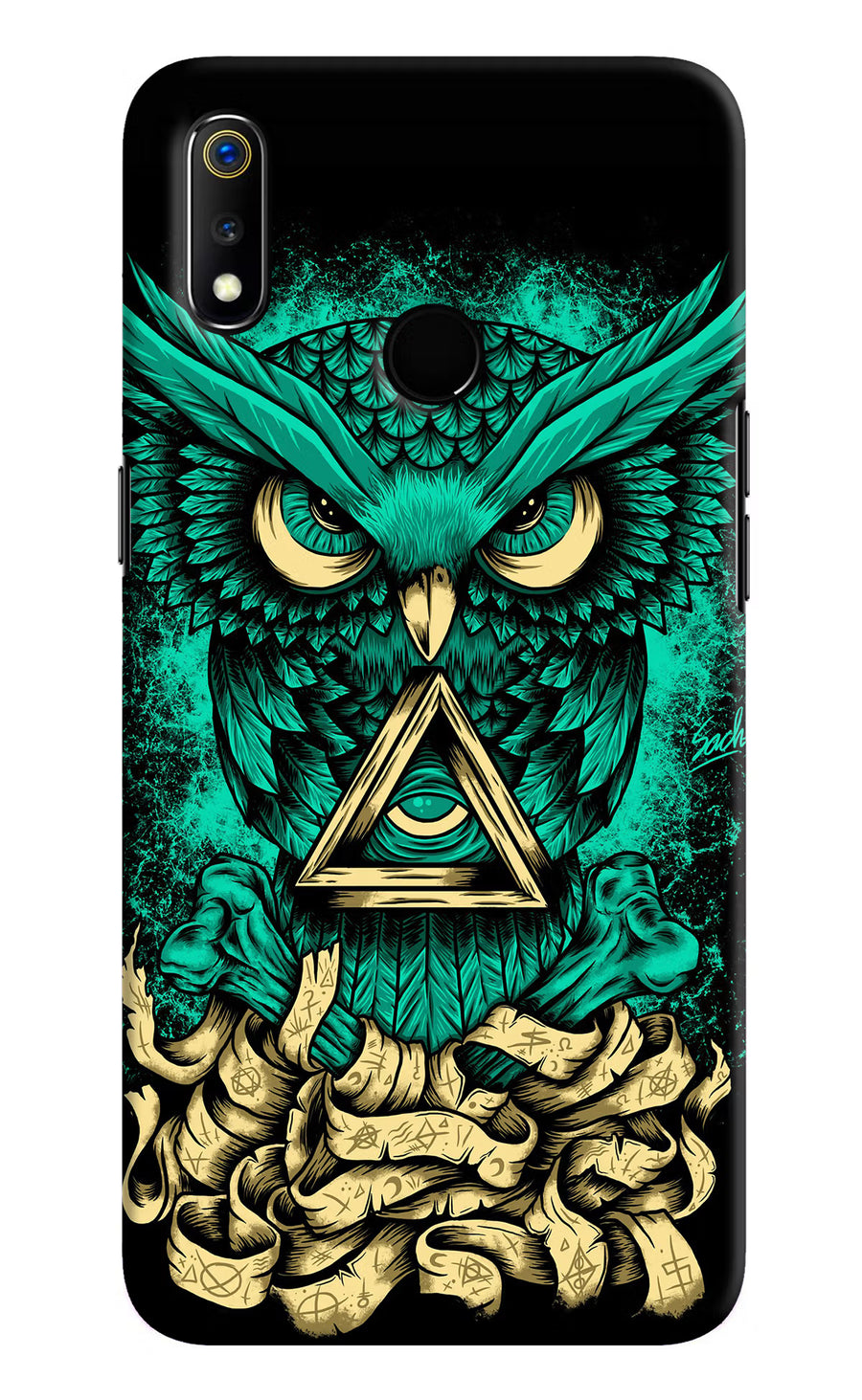 Green Owl Realme 3 Back Cover, Hard case