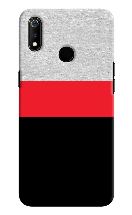 Tri Color Pattern Realme 3 Hard Case Back Cover by Casekaro