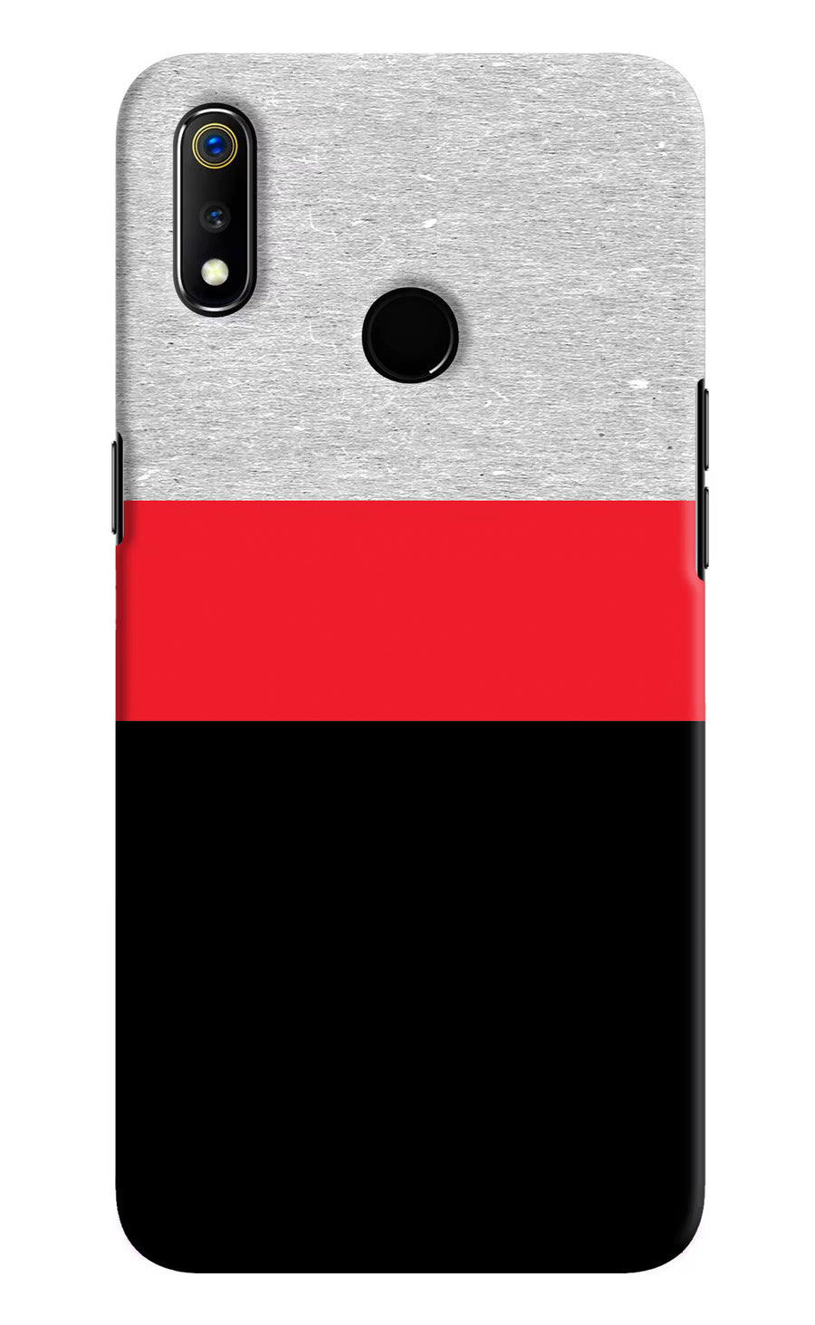 Tri Color Pattern Realme 3 Back Cover, Hard case